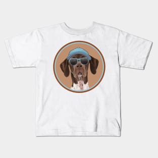 Cool German Shorthaired Pointer in cap and sunglasses! Especially for GSP owners! Kids T-Shirt